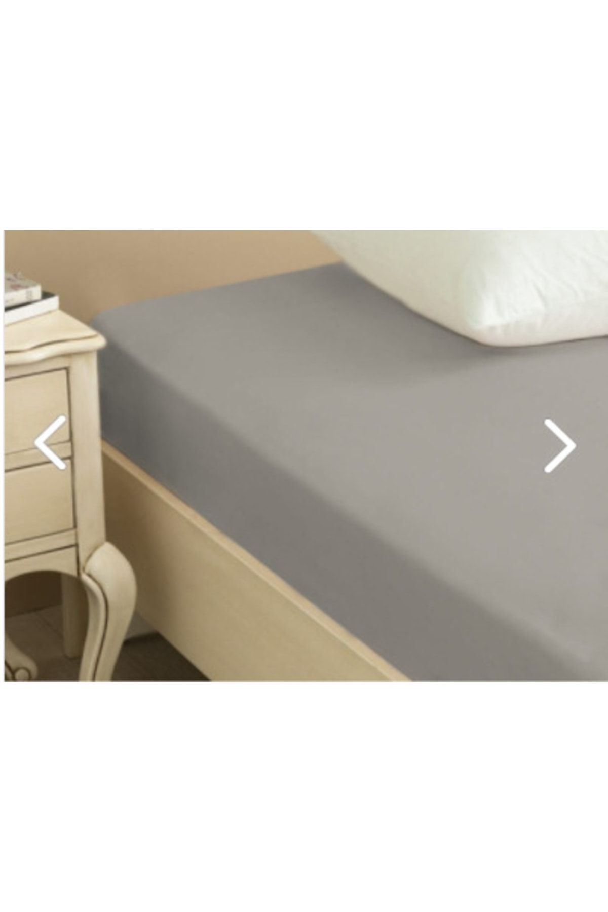 Paradise-Plain Gray King Size Fitted Elastic Sheet Set 100% Cotton 180x200+30 Cm + 2 Pillowcases 1