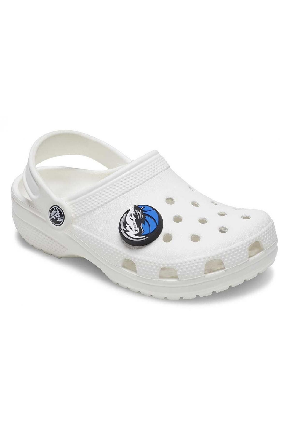 White crocs 2025 with blue stripe