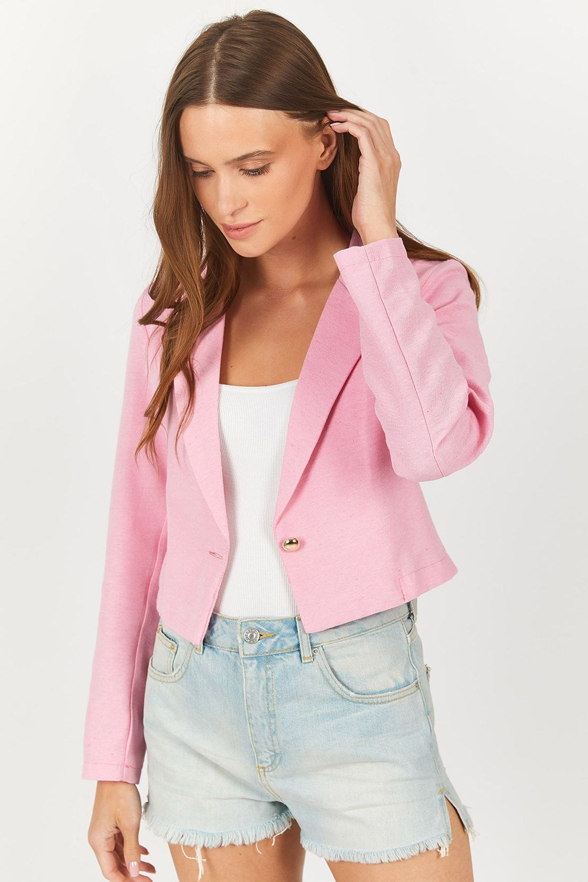 Light pink on sale crop jacket