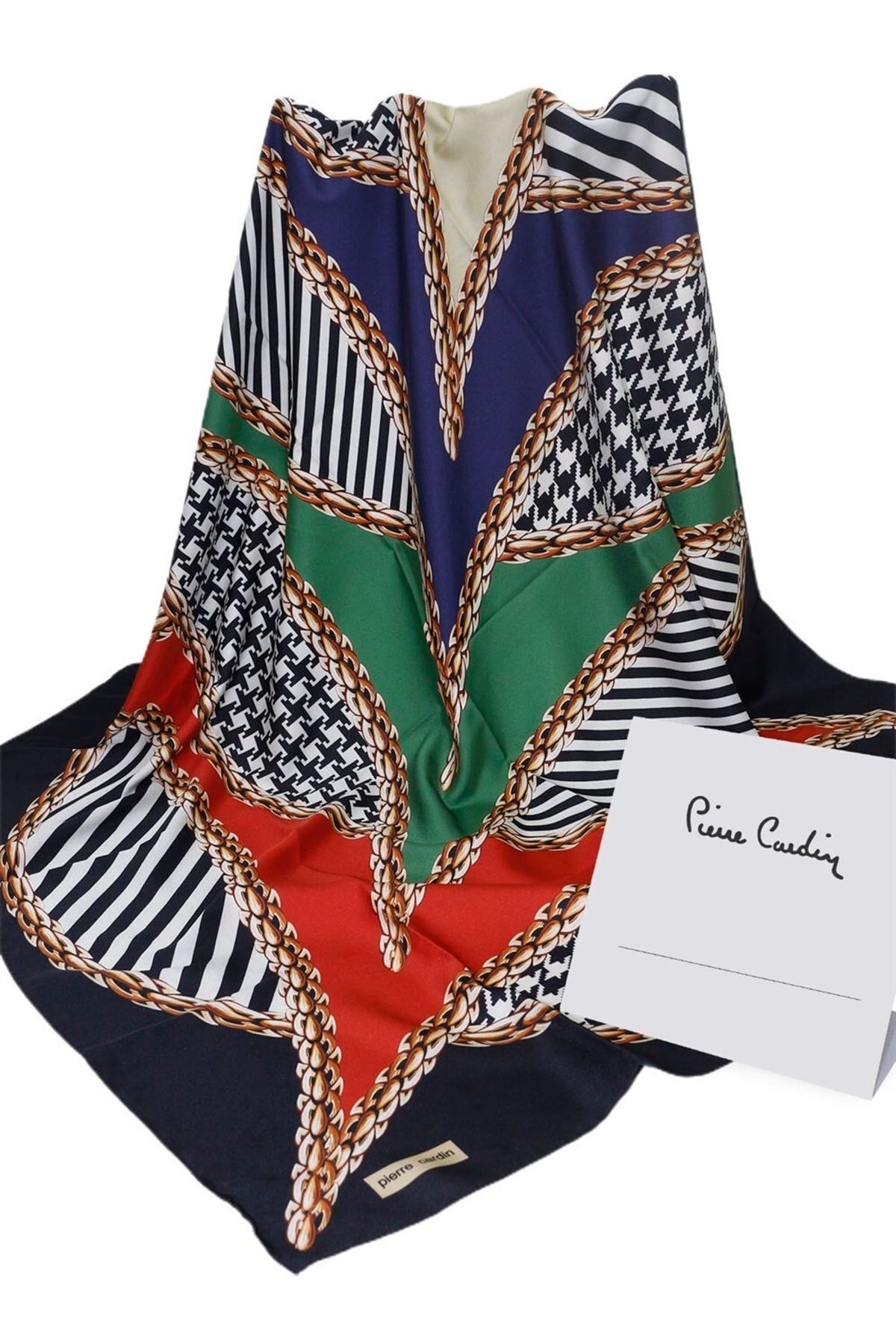 روسری جناغی پلی استر طرحدار زنانه پیر کاردین Pierre Cardin (برند فرانسه)