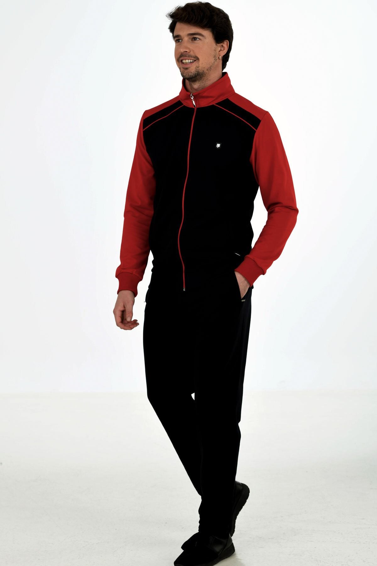 Mens black and red tracksuit hot sale