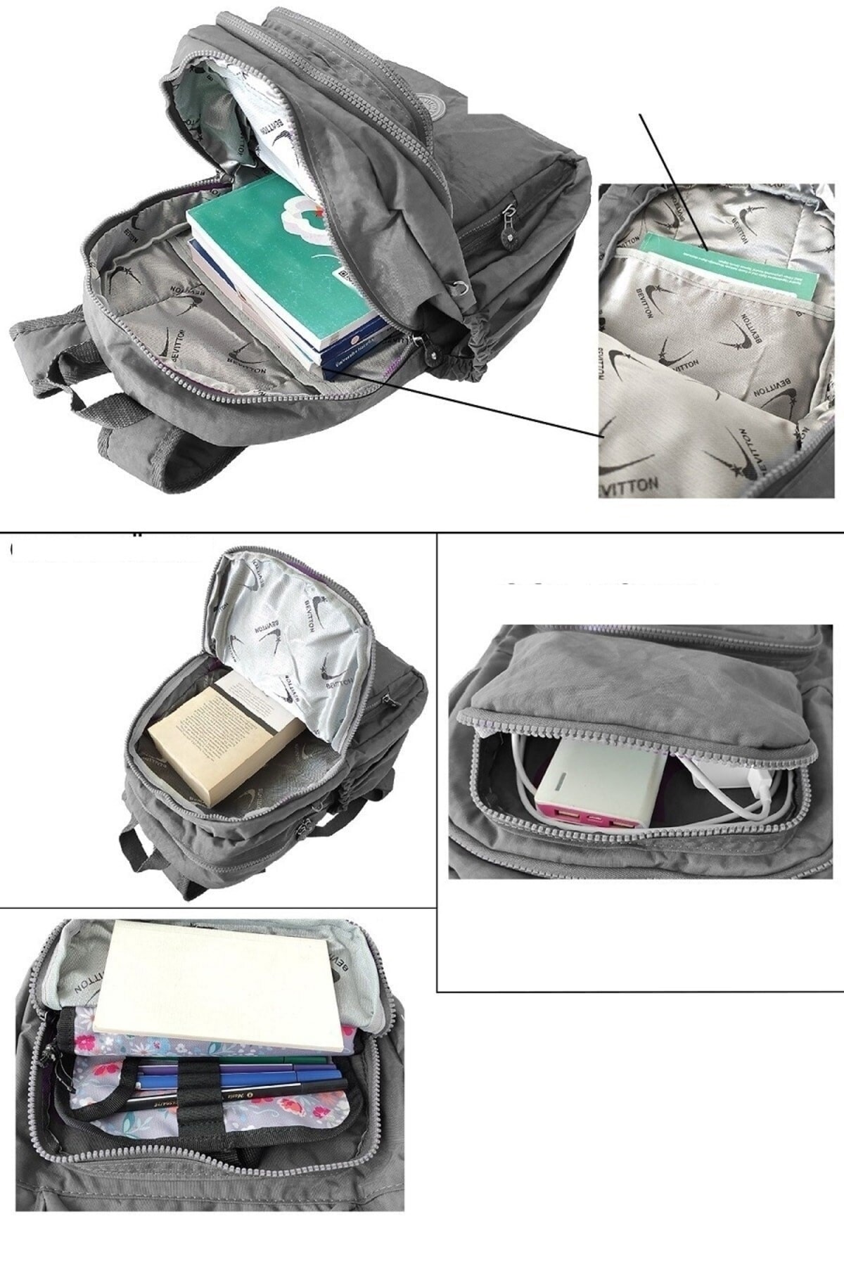 کوله پشتی زنانه بورگوندی Bevitton | PRA-8873439-0898 اورجینال - تصویر 2