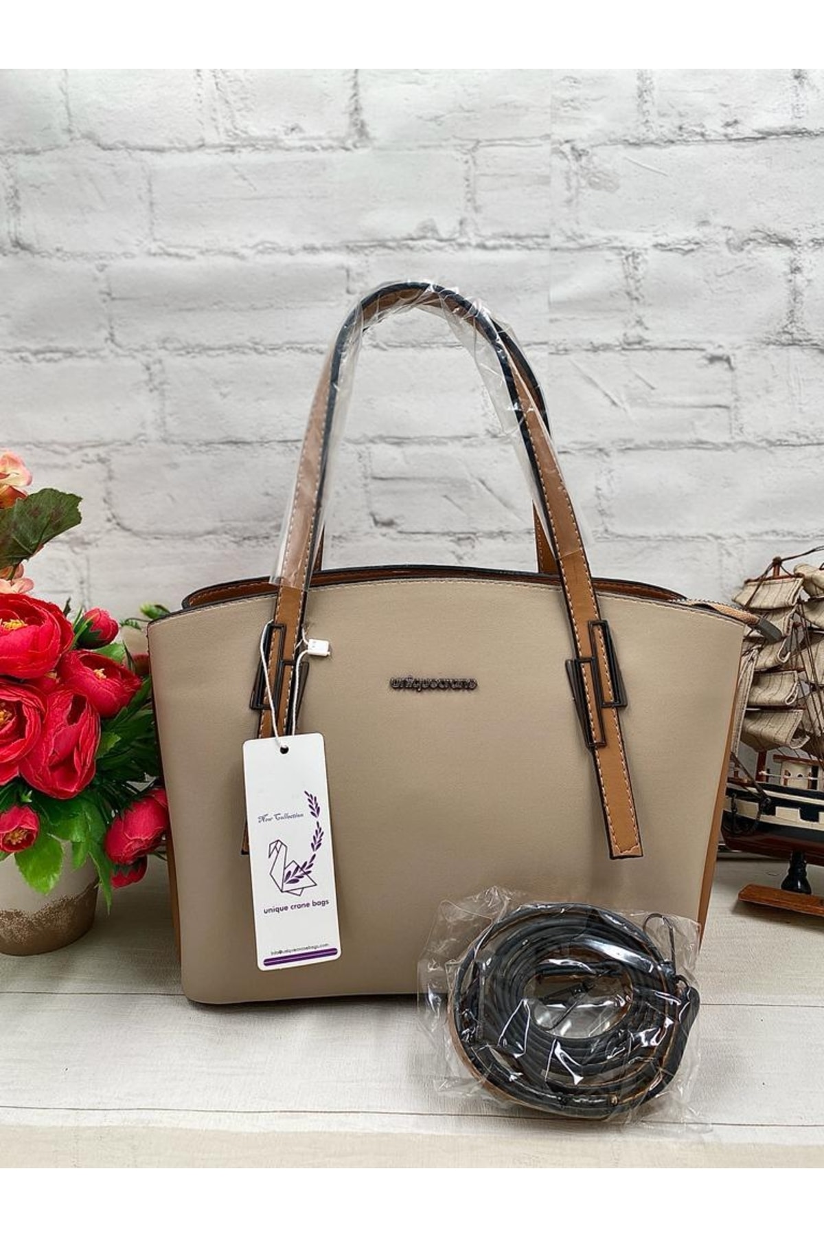 Armine Women's Plain Vizon Shoulder Bag Ar34405 – Timeless Neutral Elegance main image 0