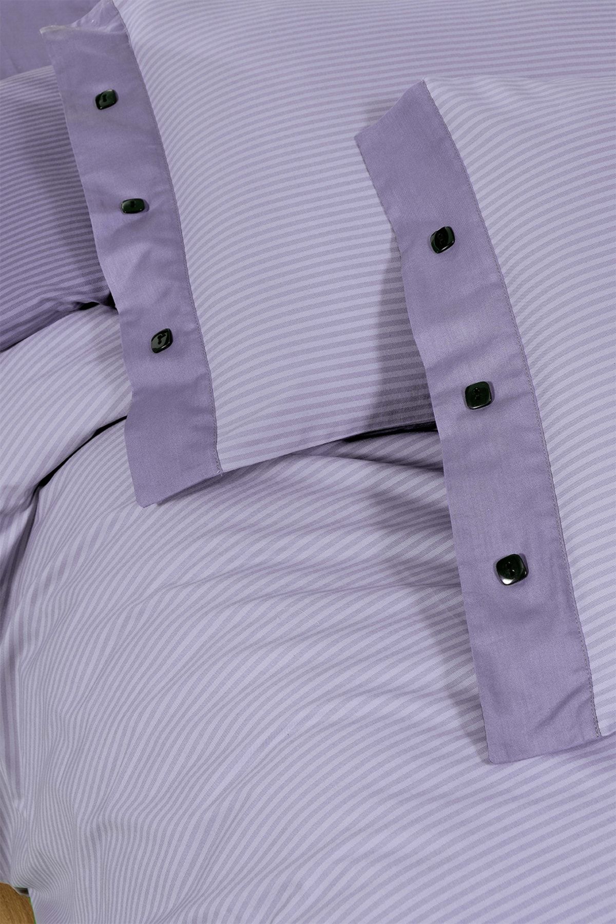 Sarev-Lilac Striped King Size Oversize Duvet Cover Set - 100% Cotton 5