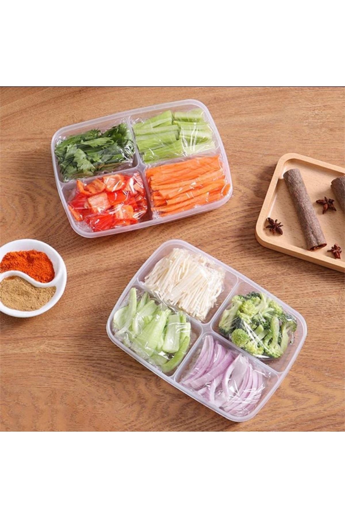 Bayev-4 Compartment Breakfast and Vegetable Storage Container with Lid - 400 ml Food Storage Container (1 PC) 4
