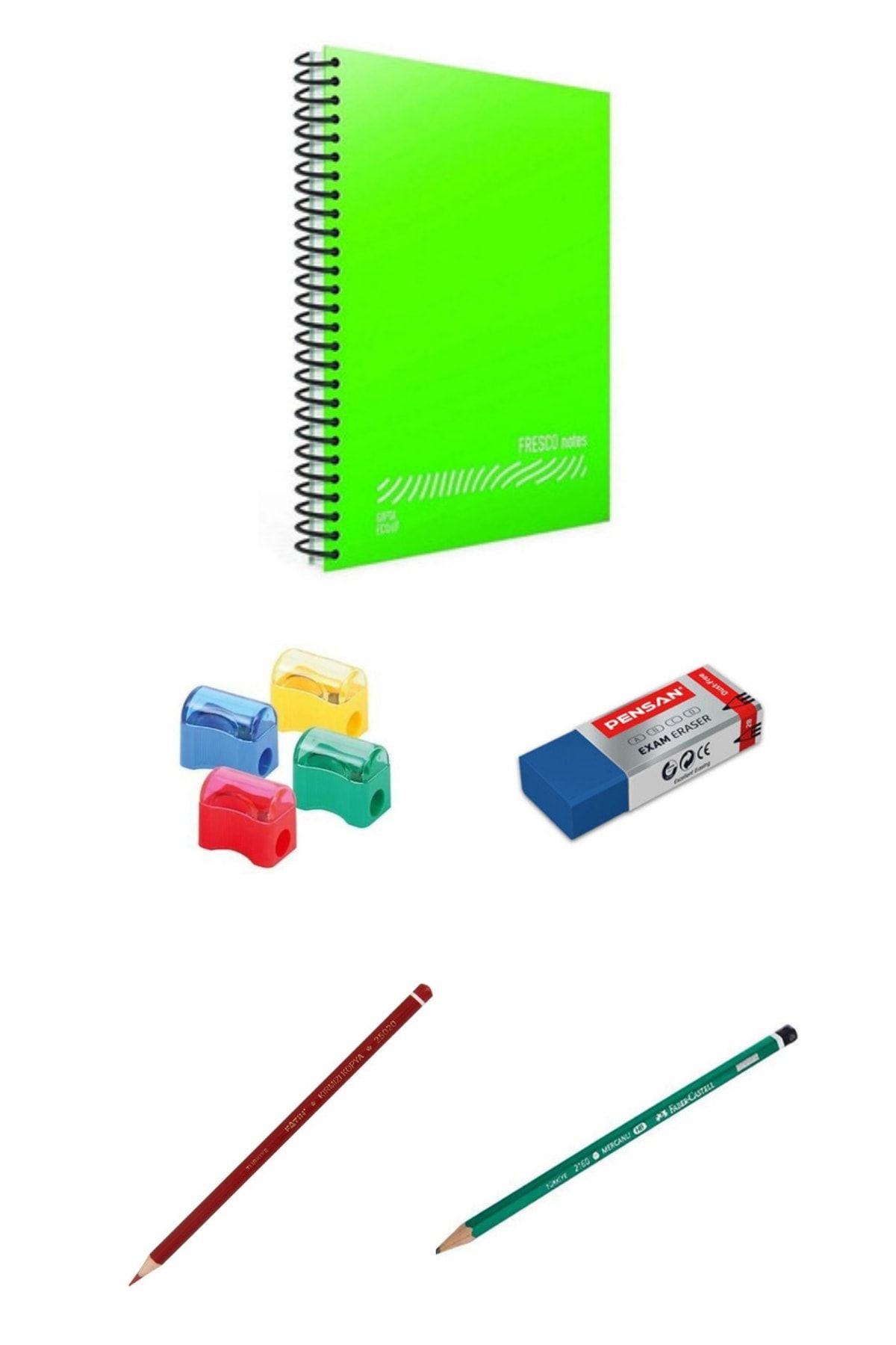 Gıpta-72 YpA4 Checkered Notebook Set, Pencil, Eraser, Pencil Sharpener, Red Copy Pen 1