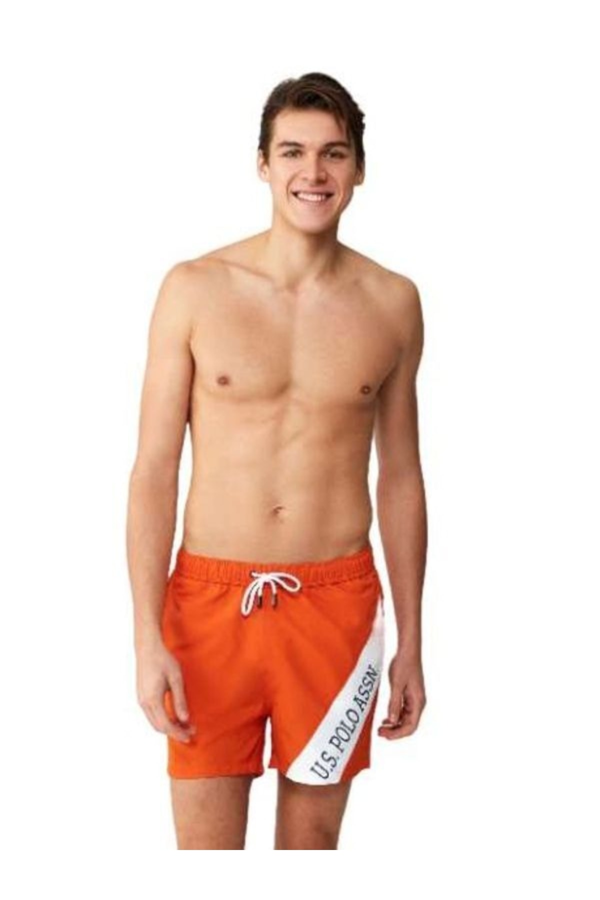 یو اس پولو شورت شنا مردانه نارنجی سایز متوسط
