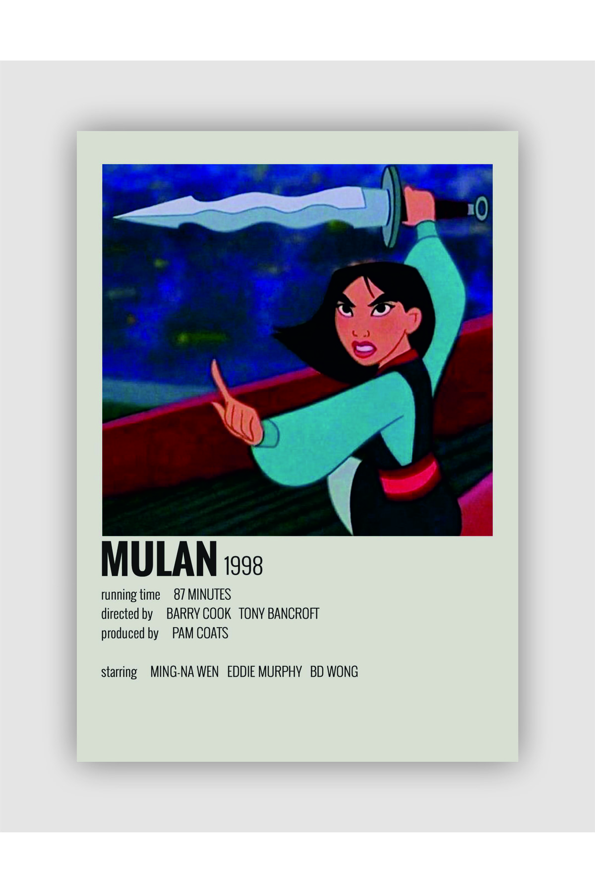 Mulan Film Info Card Wall Poster