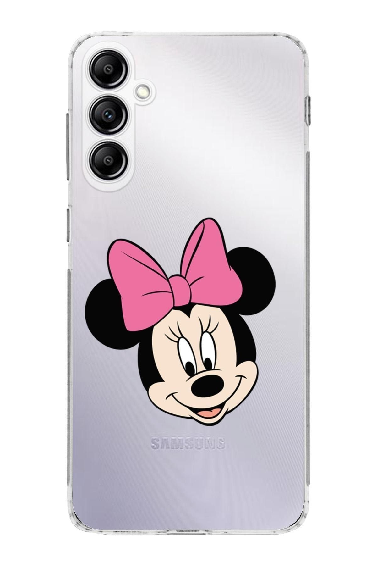 Samsung Galaxy A24 Kamera Korumalı Kapak Minnie Mouse Tasarımlı Şeffaf Kılıf