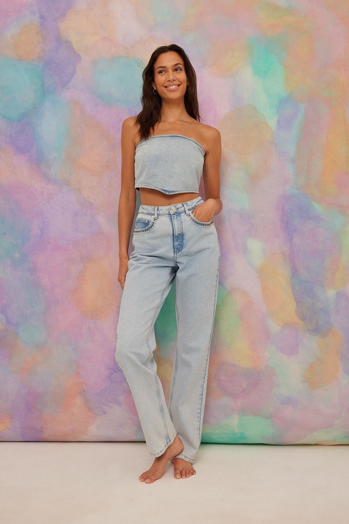 NA-KD Jeans Blau Slim