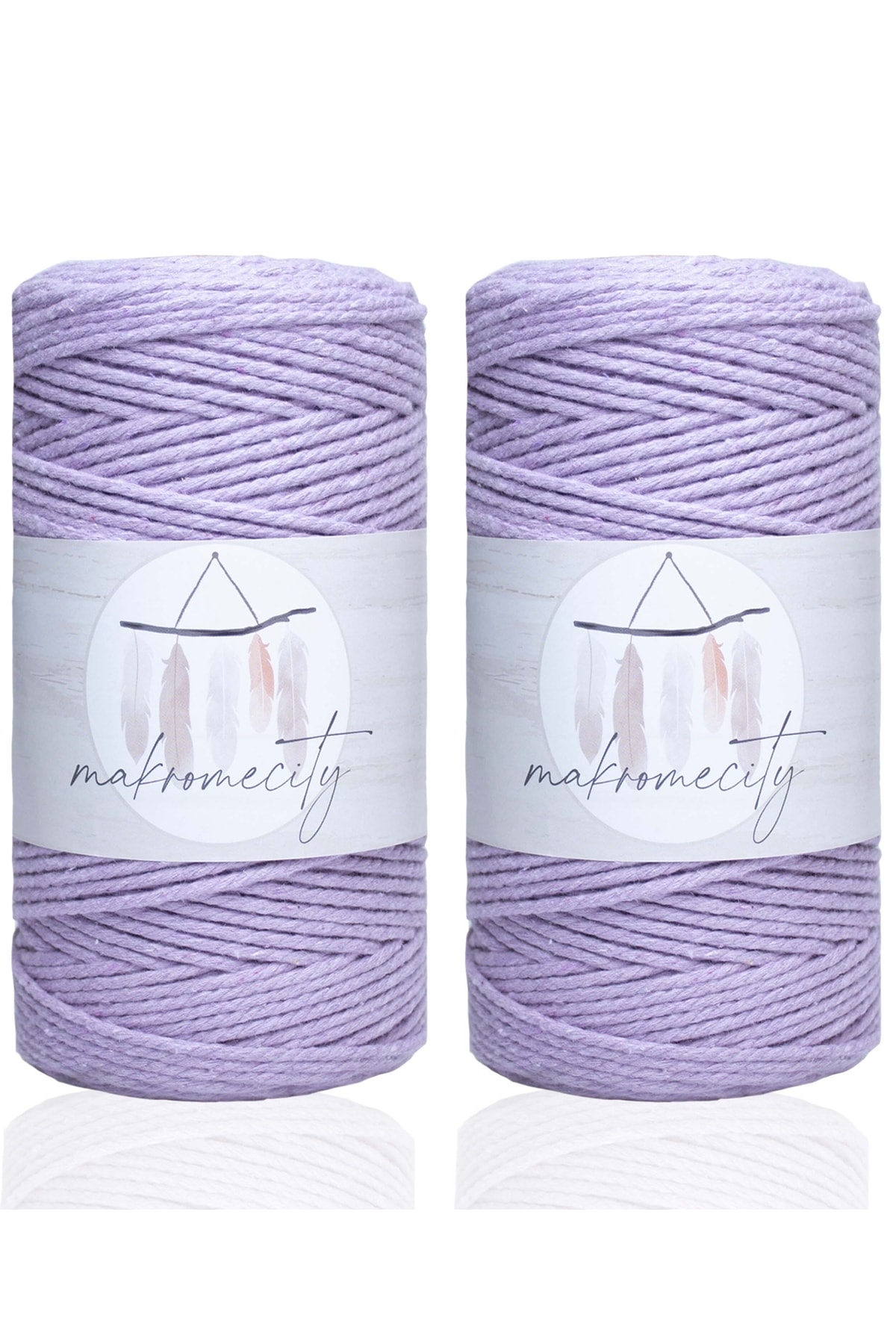Premium 3 Twist Cotton Macrame Rope 3mm Three Twist Scanned Macrame Rope Rope 500 gr (2X250 GR) Lilac