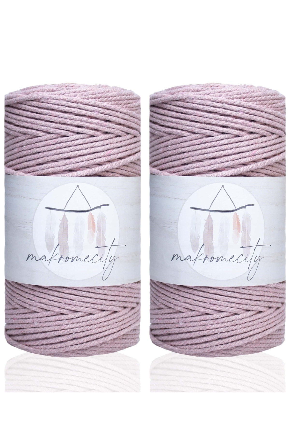 Premium 3 Twist Cotton Macrame Rope 3mm Three Twist Scanned Rope Rope 500 gr (2X250 GR) Baby Pink