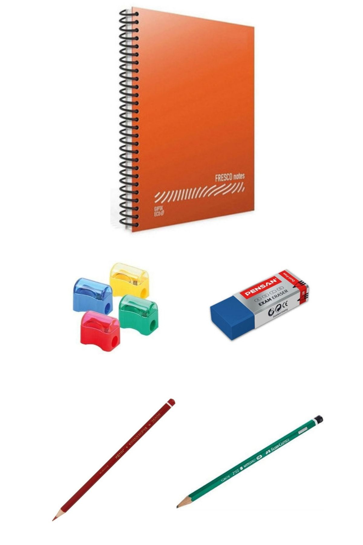 Gıpta-72 YpA4 Checkered Notebook Set, Pencil, Eraser, Pencil Sharpener, Red Copy Pen 1