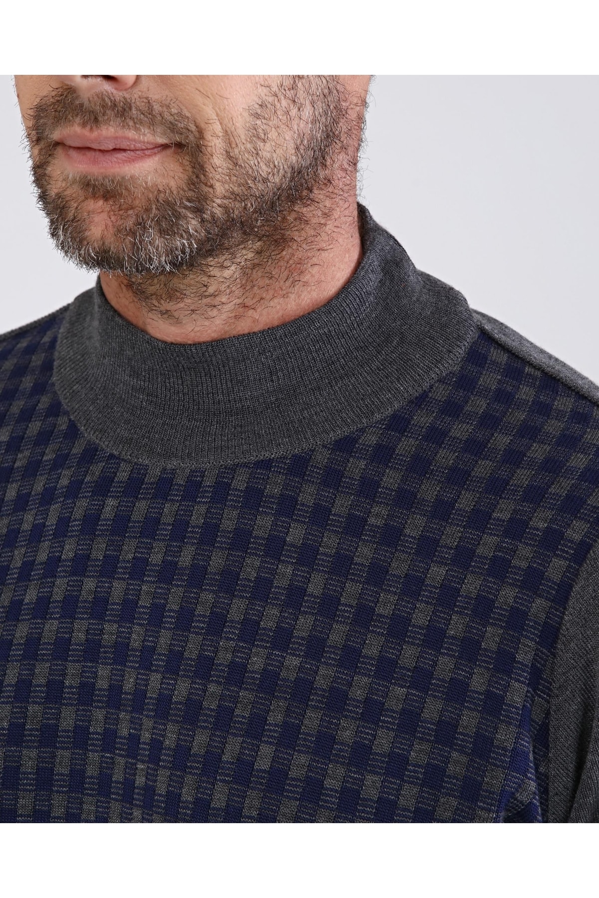 بافت و پلیور مردانه خاکستری Çizgi Triko | CT1004605B اورجینال - تصویر 5