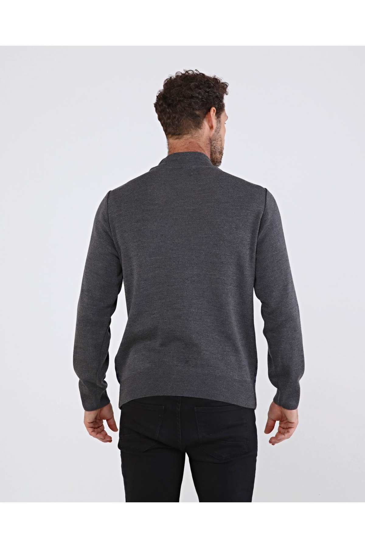 بافت و پلیور مردانه خاکستری Çizgi Triko | CT1004605B اورجینال - تصویر 6