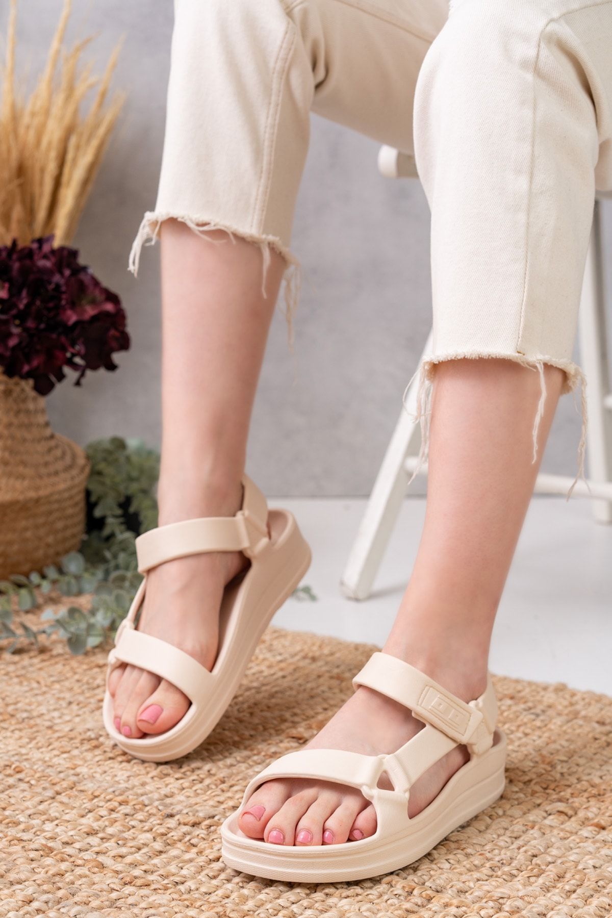 Slipcat Massage Sole Open Front Sandals Cross Trendyol