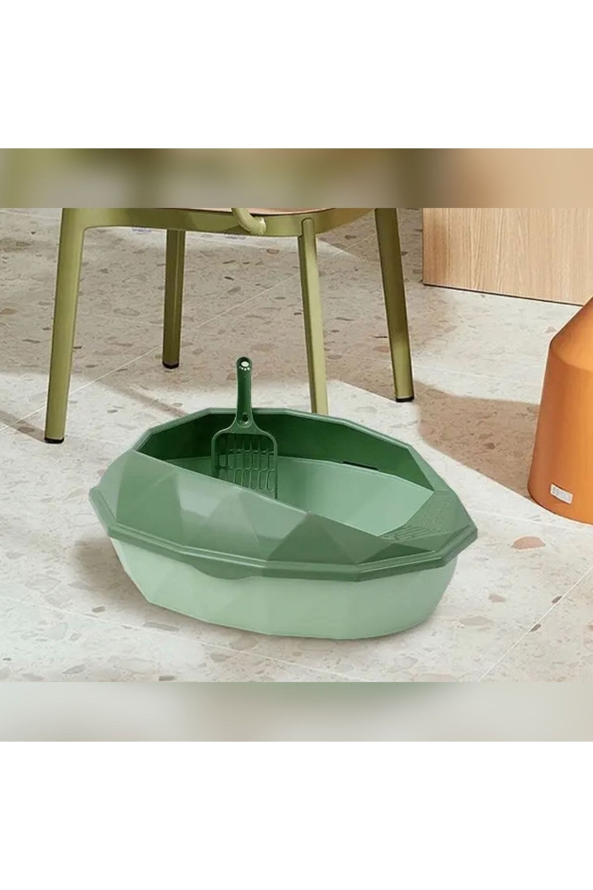 Yavru Kedi Kumluğu Kum Sıçrama Emniyetli Kürek Hediyeli Kedi Tuvalet Kabı
