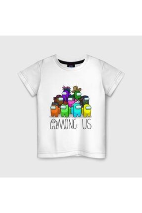 Unisex Çocuk Beyaz Amungus Amung Us Karakter Baskılı T-Shirt 89558 04956