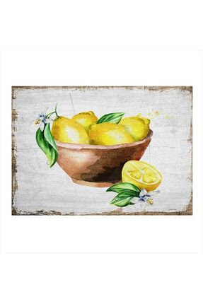 Limon Tabağı Dekoratif Ahşap Tablo 50cm x 70cm yatık-17724-50-70