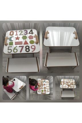 Montessori Ahşap Çocuk Masa Sandalye Eğitici Aktivite Masası Çift Yüzlü Yaz Sil Lbn-m010 LBN-M010