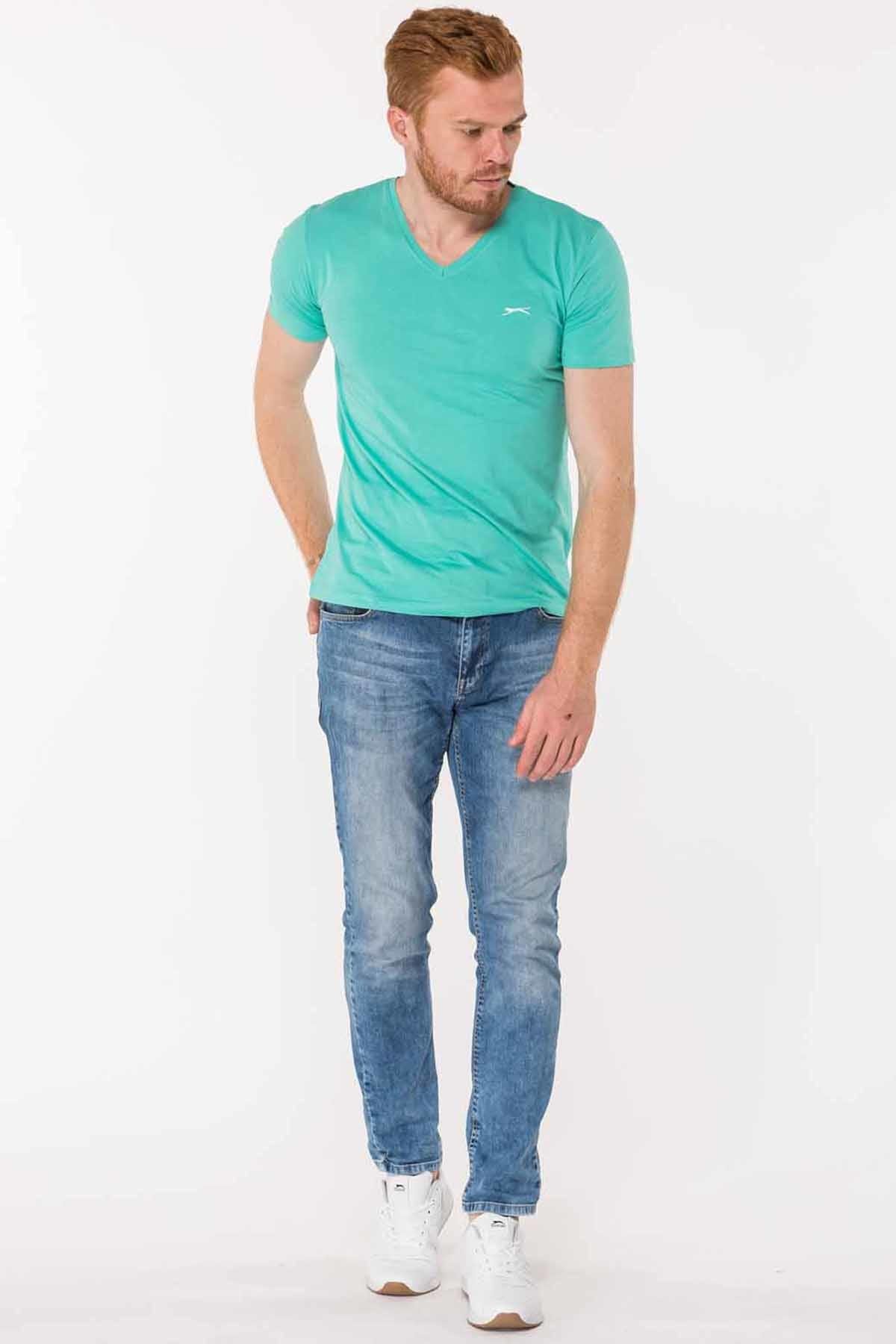تی شرت ورزشی اسلازنگر مردانه پلی استر سبز  راسته Regular/رگولار     اسپرت | Slazenger ST19TE043 - تصویر 3