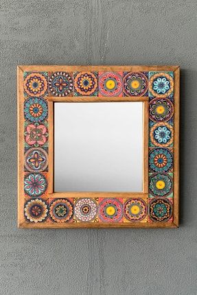 Masif Çerçeveli Mozaik Taş Ayna 33 Cm X 33 Cm (morocco-etnik Desen) AYN-086