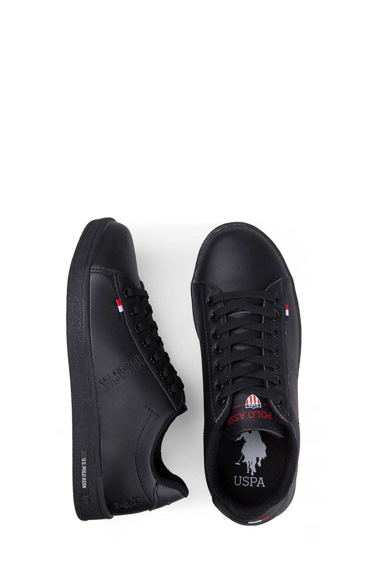 اسنیکر U.S. Polo Assn. اورجینال پسرانه – دخترانه برند یو اس پلو FRANCO Unisex Black Lace-up Sneaker Shoes FRANCO - تصویر 7