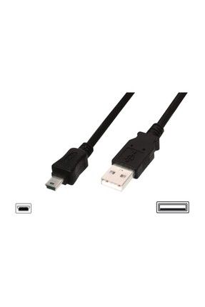 USB 2.0 Bağlantı Kablosu, USB A Erkek - USB mini B (5 pin) Erkek, 3 metre, AWG 28, USB 2.0 uyumlu, U AK-300108-030-S