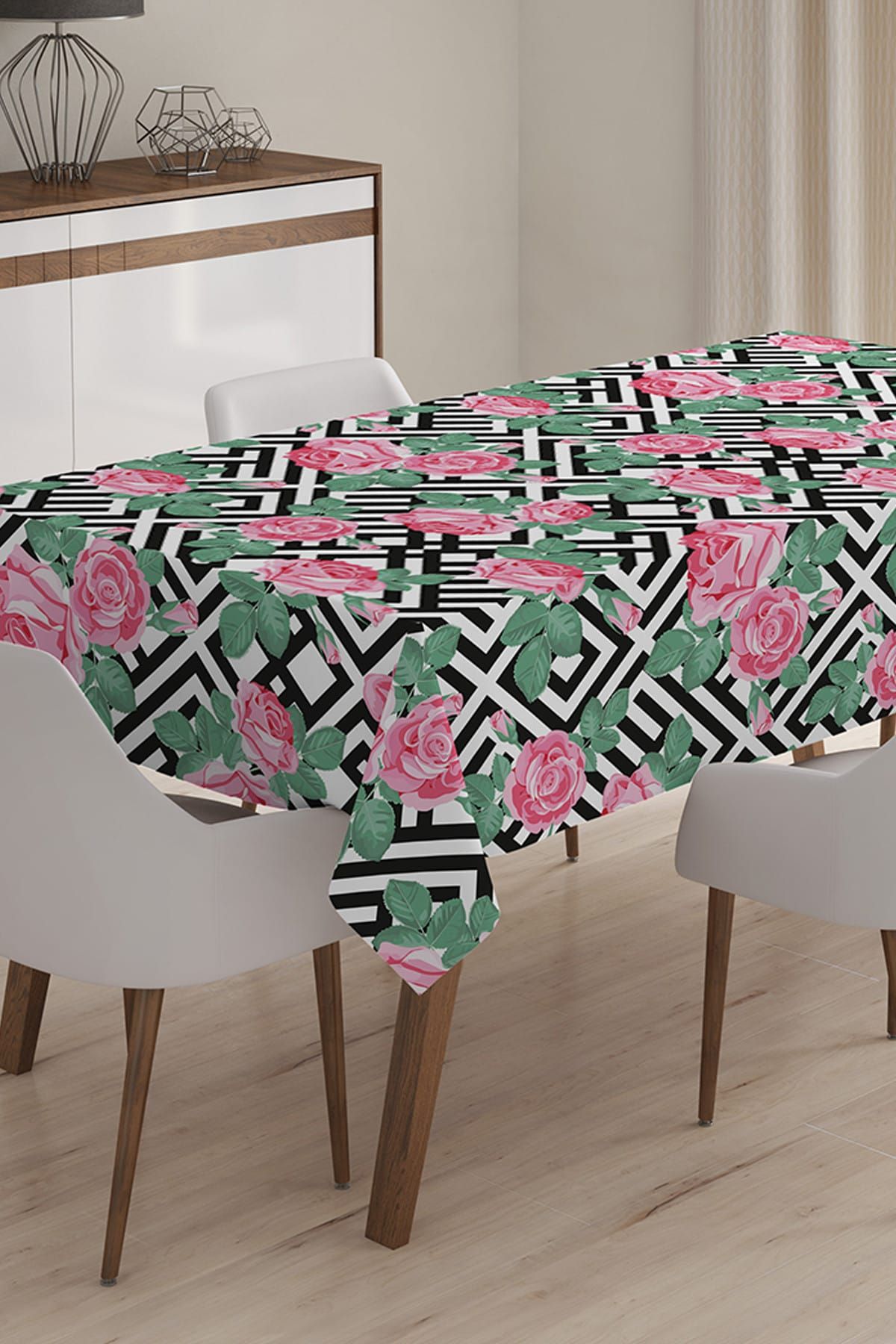 Realhomes-Flower Patterned Digital Printed 3D Tablecloth - 140 x 180 cm 1