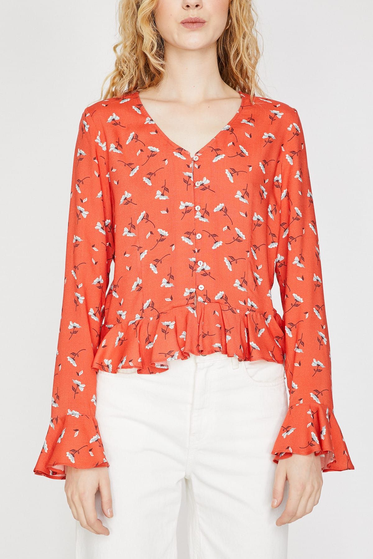 Koton-Women's Red Patterned Blouse 9YAL68070IW 3