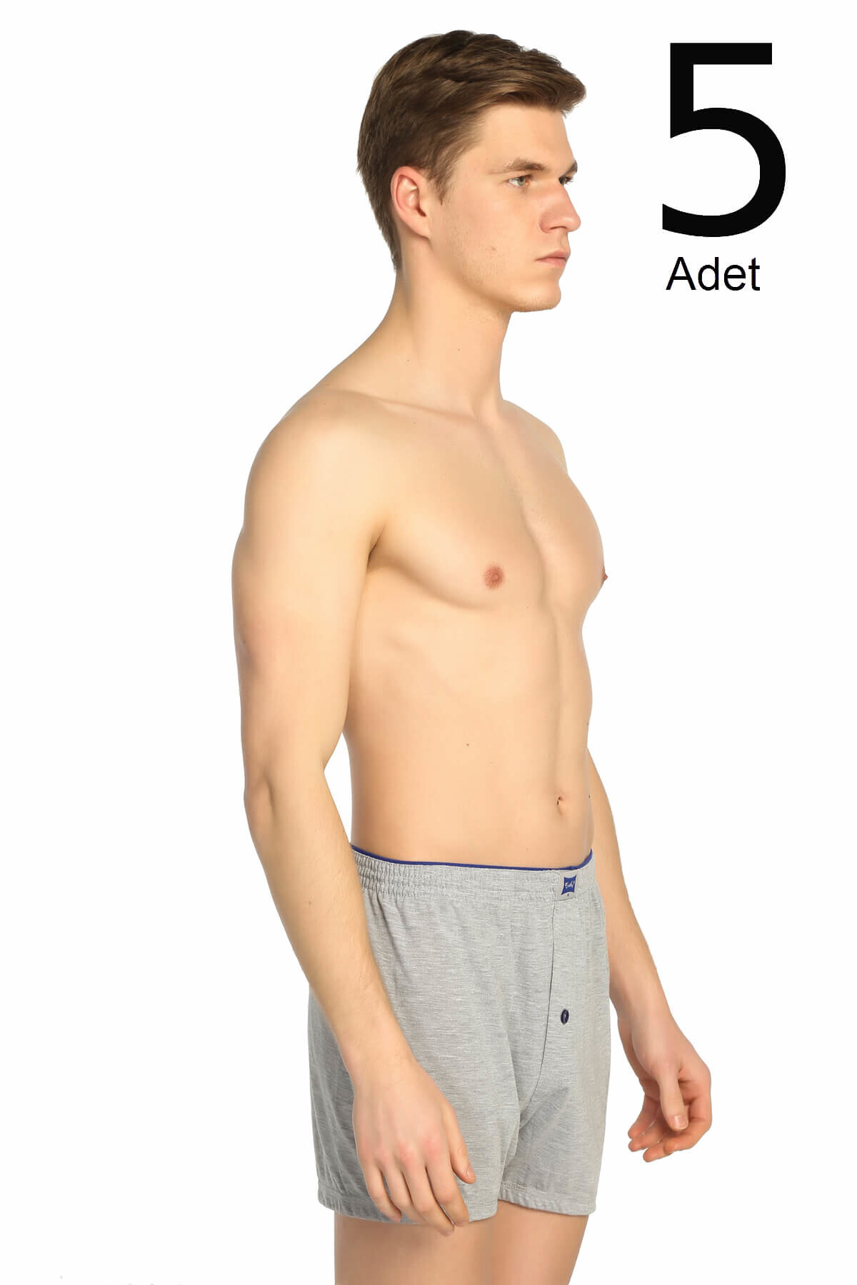 Tutku-Men's Gray 5 Pack Combed Cotton Buttoned Boxer Elf568T0117Ccm5 1