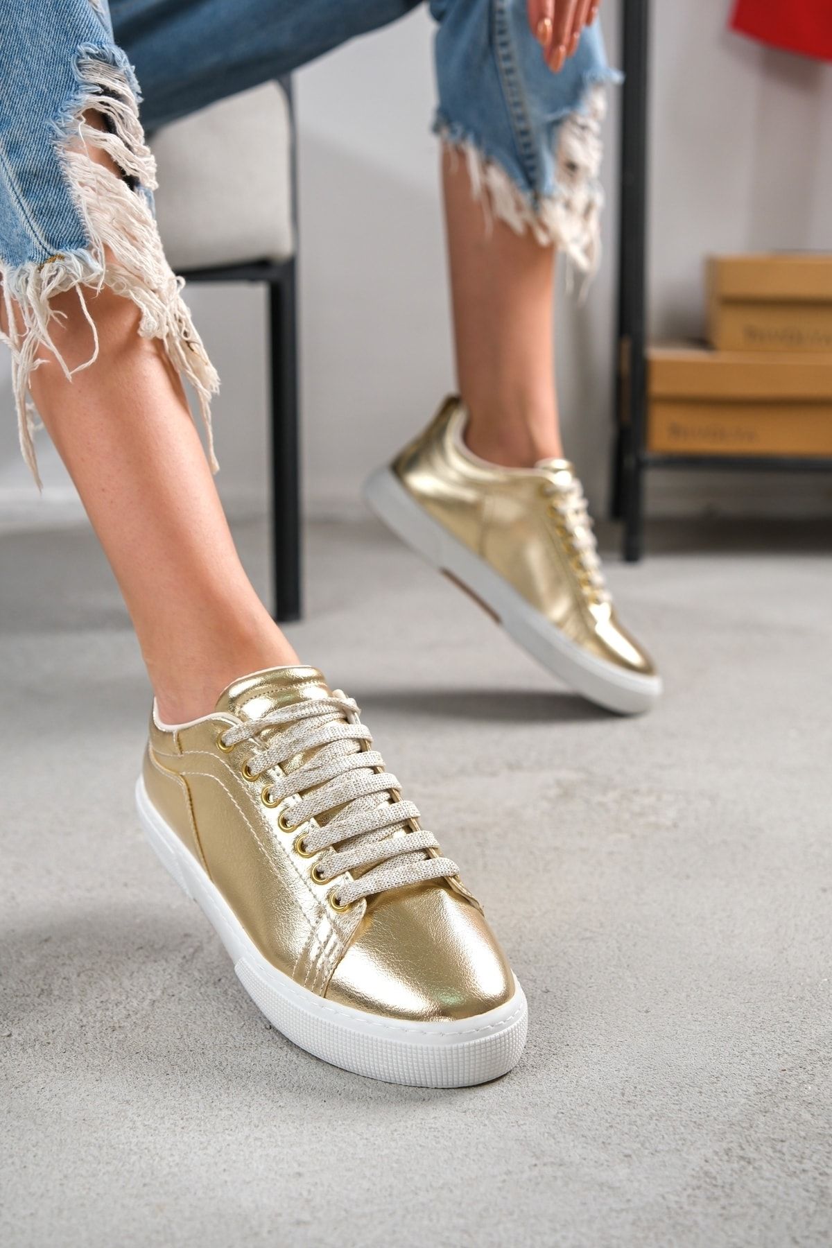 Zara clearance gold sneakers