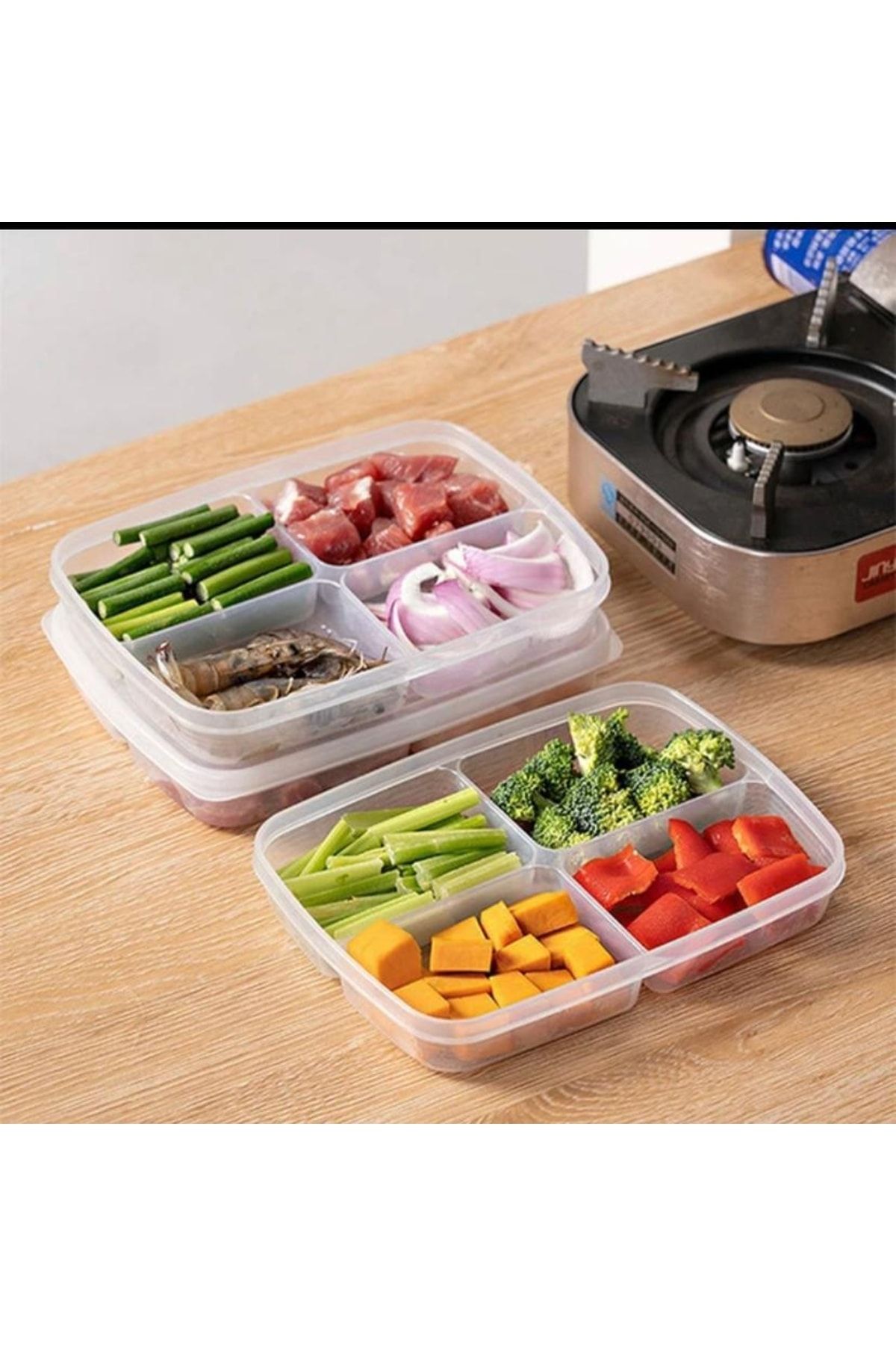 Bayev-4 Compartment Breakfast and Vegetable Storage Container with Lid - 400 ml Food Storage Container (1 PC) 2