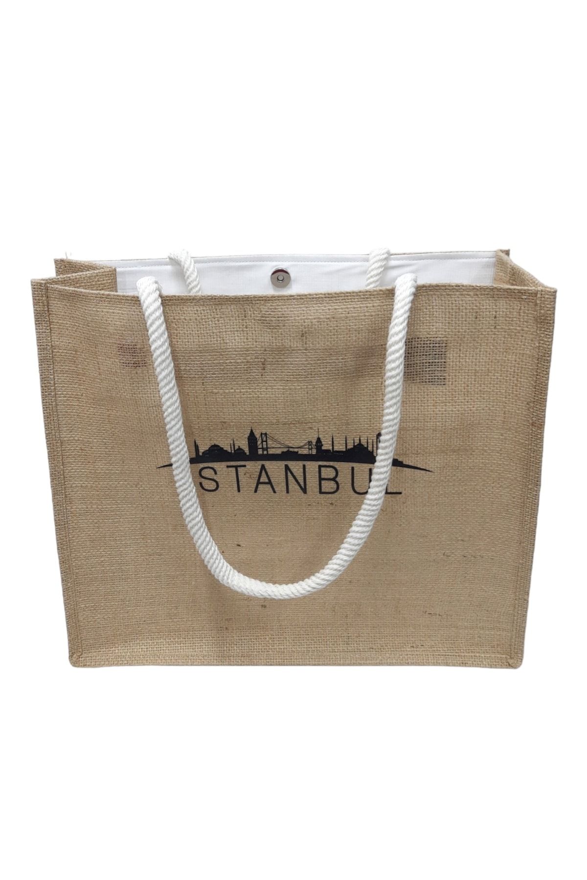KYLE XM-Istanbul Printed Jute Straw Beach Bag Beach And Pool Bag With Inner Pocket Keychain 2