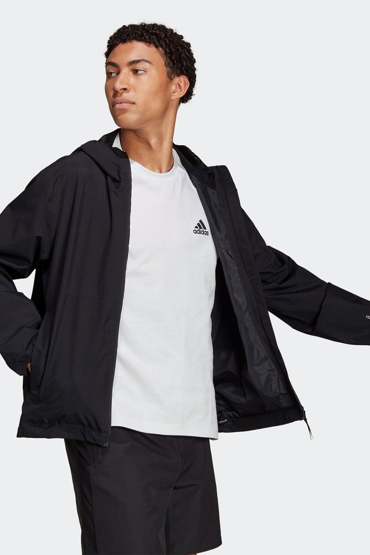 Adidas black raincoat discount
