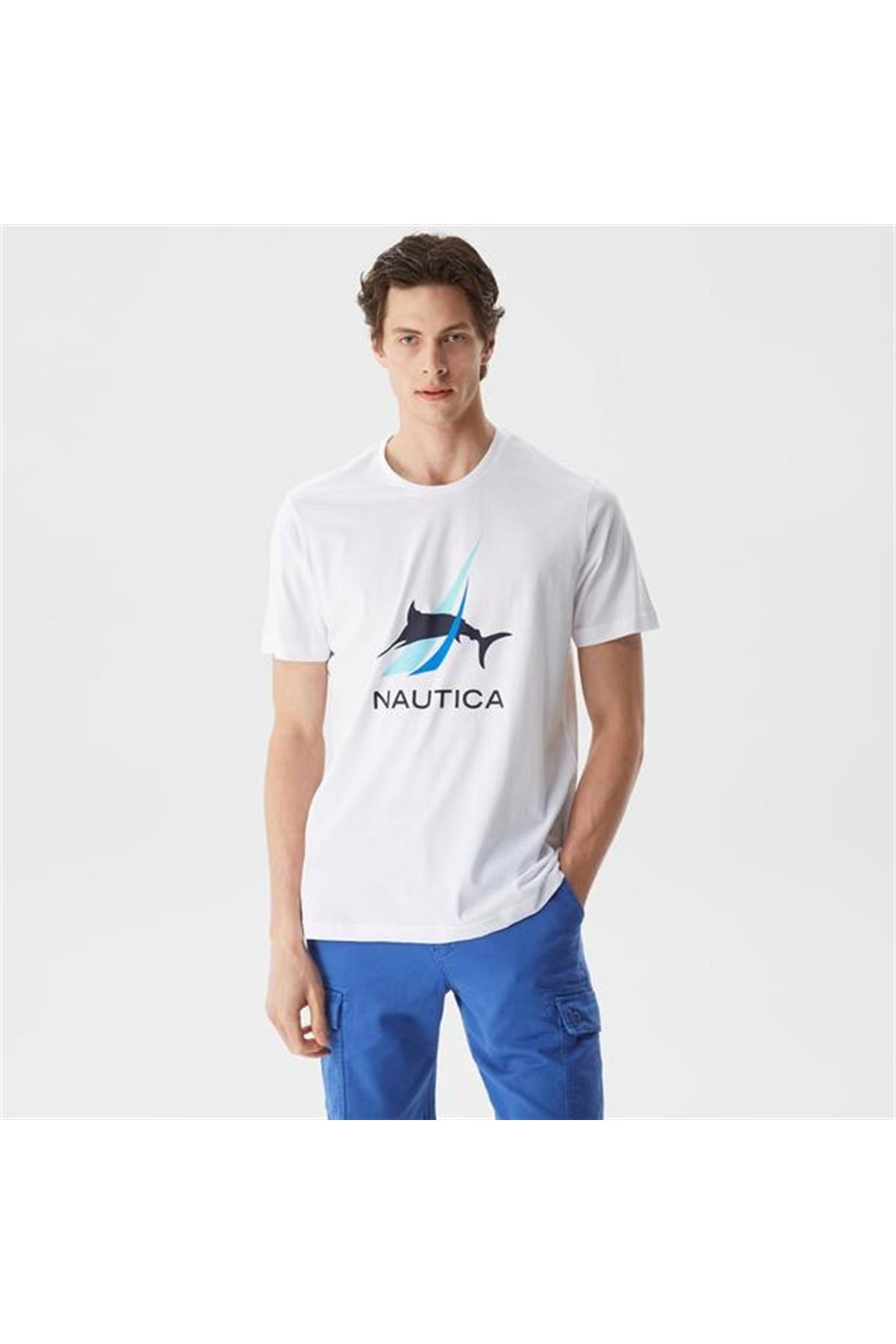 ناتیکا تی‌شرت آستین کوتاه مردانه طرح‌دار سفید سایز استاندارد