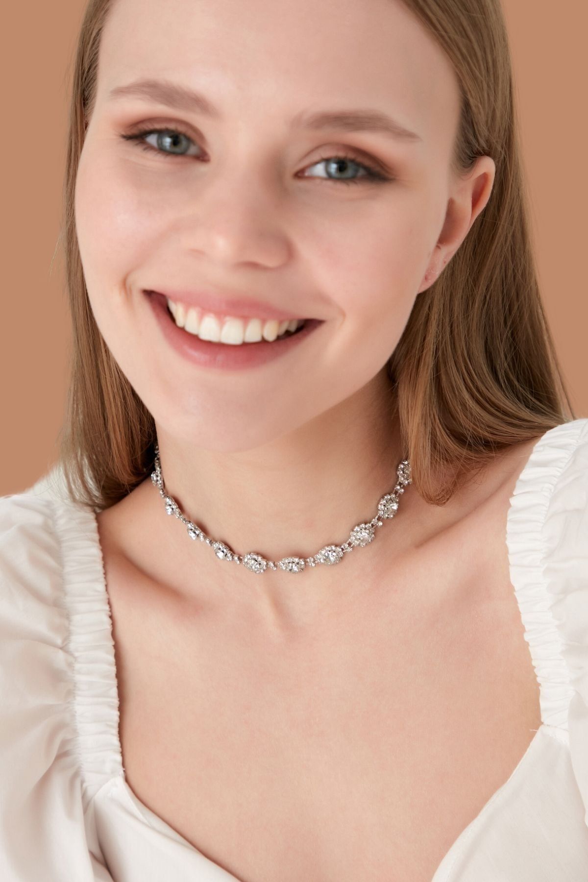 Furtek Aksesuar Women Armonia Silver Crystal Zircon Stone Evening