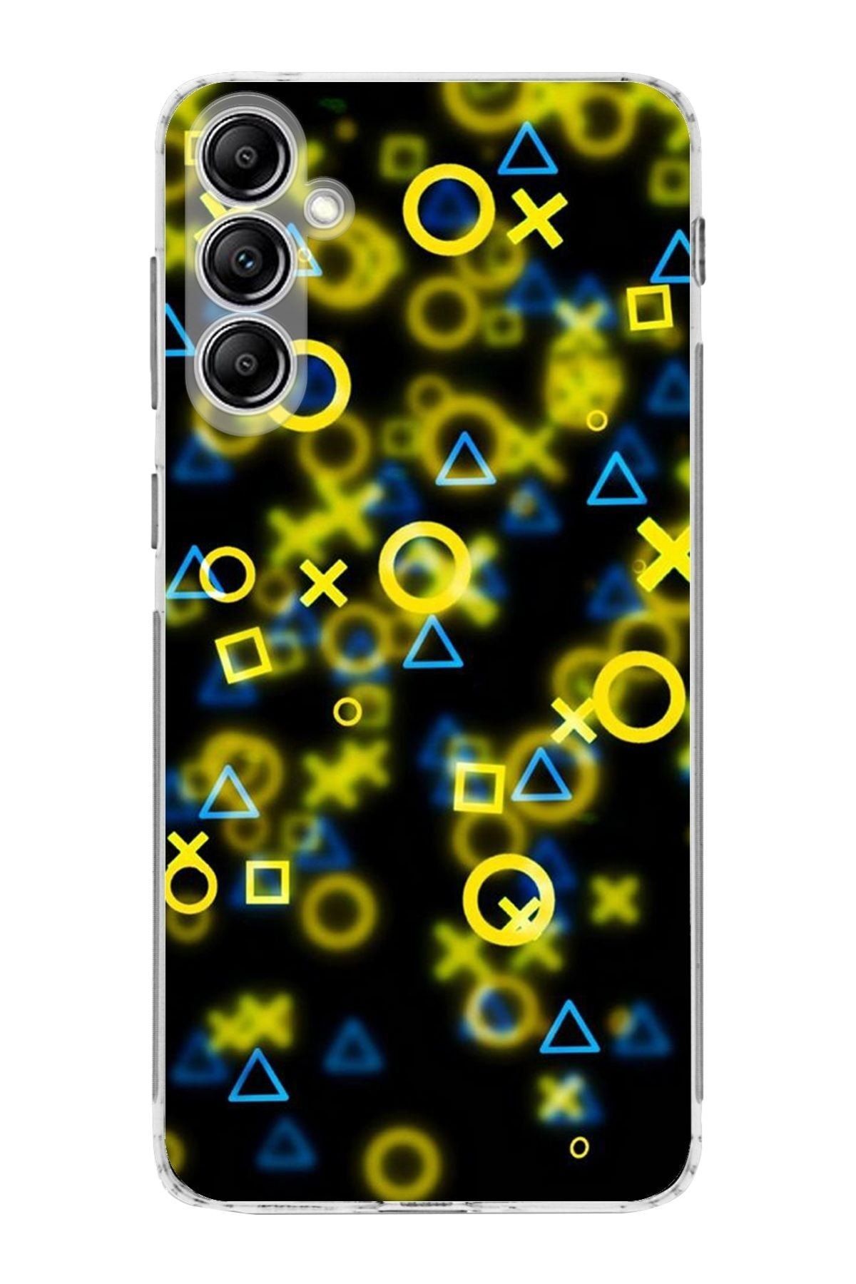 Samsung Galaxy A24 Kamera Korumalı Kapak Semboller Tasarımlı Şeffaf Kılıf