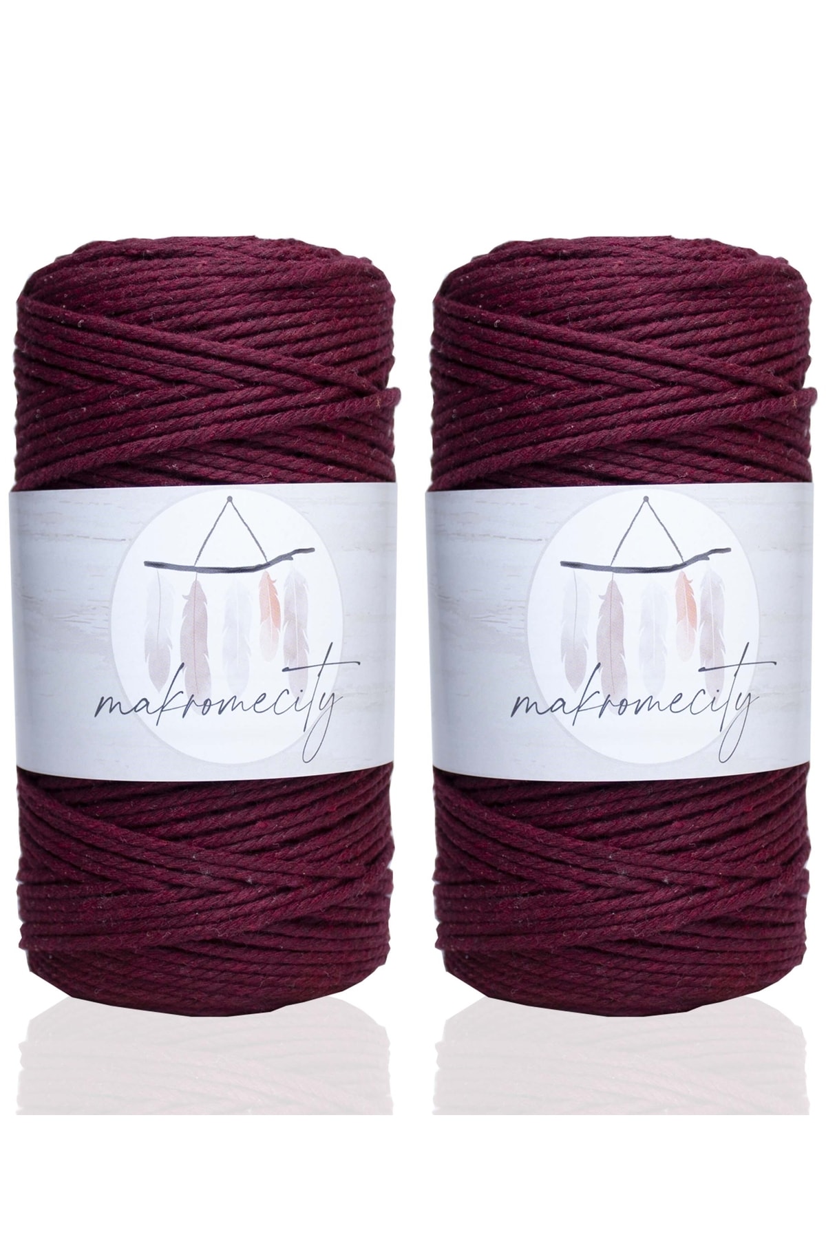 Premium 3 Twist Cotton Macrame Rope 3mm Three Twist Scanned Macrame Rope Rope 500 gr (2X250 GR) Burgundy