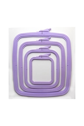 Nurge Lila Renk Plastik Kare Kasnak 4'lü Set