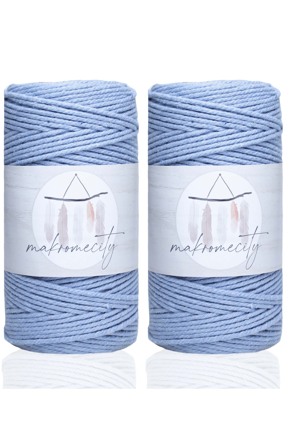 Makromecity Premium 3 Büküm Pamuk Makrome Ipi 3mm Üç Büküm Taranan Makrome Halat Ip 500 Gr 2x250 Gram Beyaz P 78389721