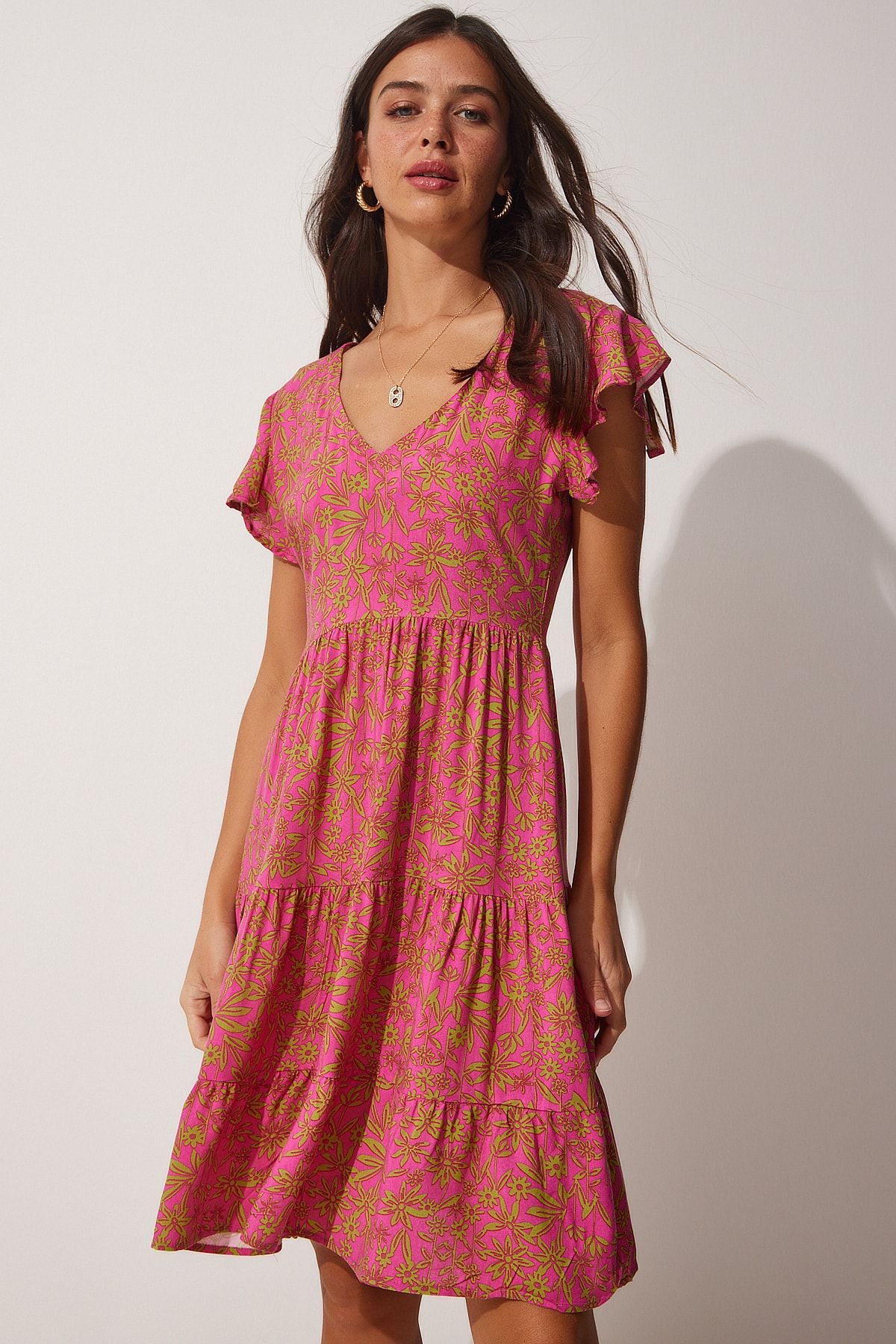 Happiness İstanbul Kleid Rosa A-Linie Fast ausverkauft