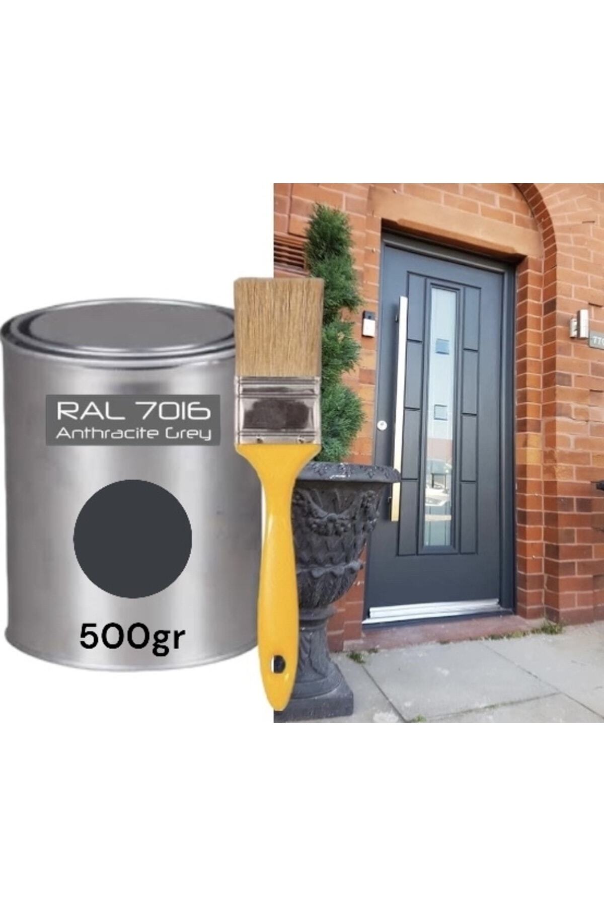 AKZONOBEL Ral 7016 Antrasit Gri Metal Ahşap Plastik Yüzeylere Uyumlu Fırça Hediyeli