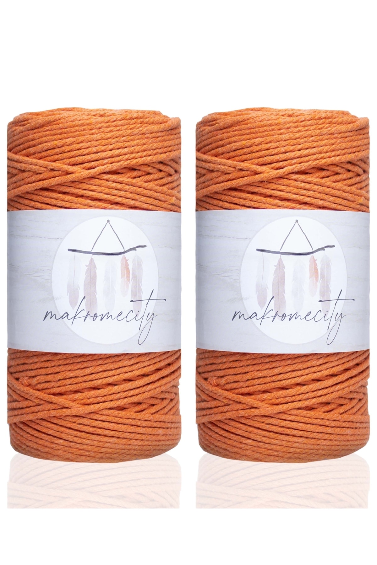 Premium 3 Twist Cotton Macrame Rope 3mm Three Twist Scanned Macrame Rope Rope 500 gr (2X250 GR) Orange