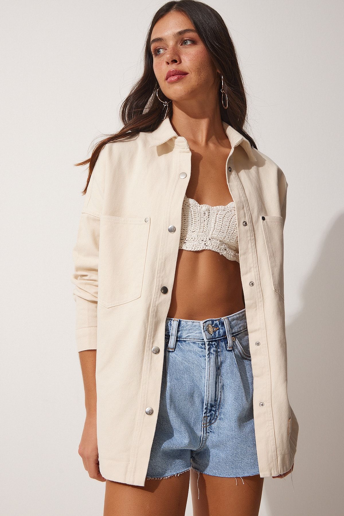 Happiness stanbul Jacket Beige Oversize Trendyol