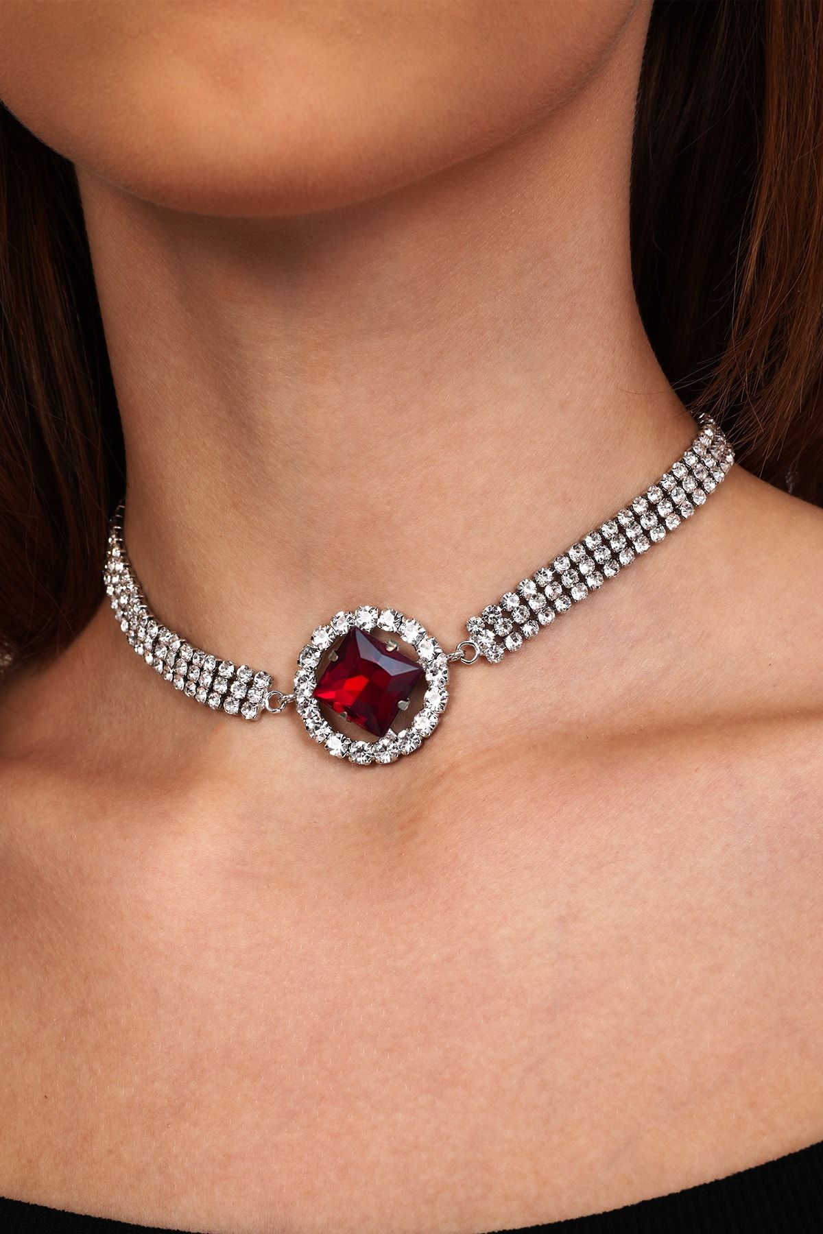Burgundy hot sale choker dress