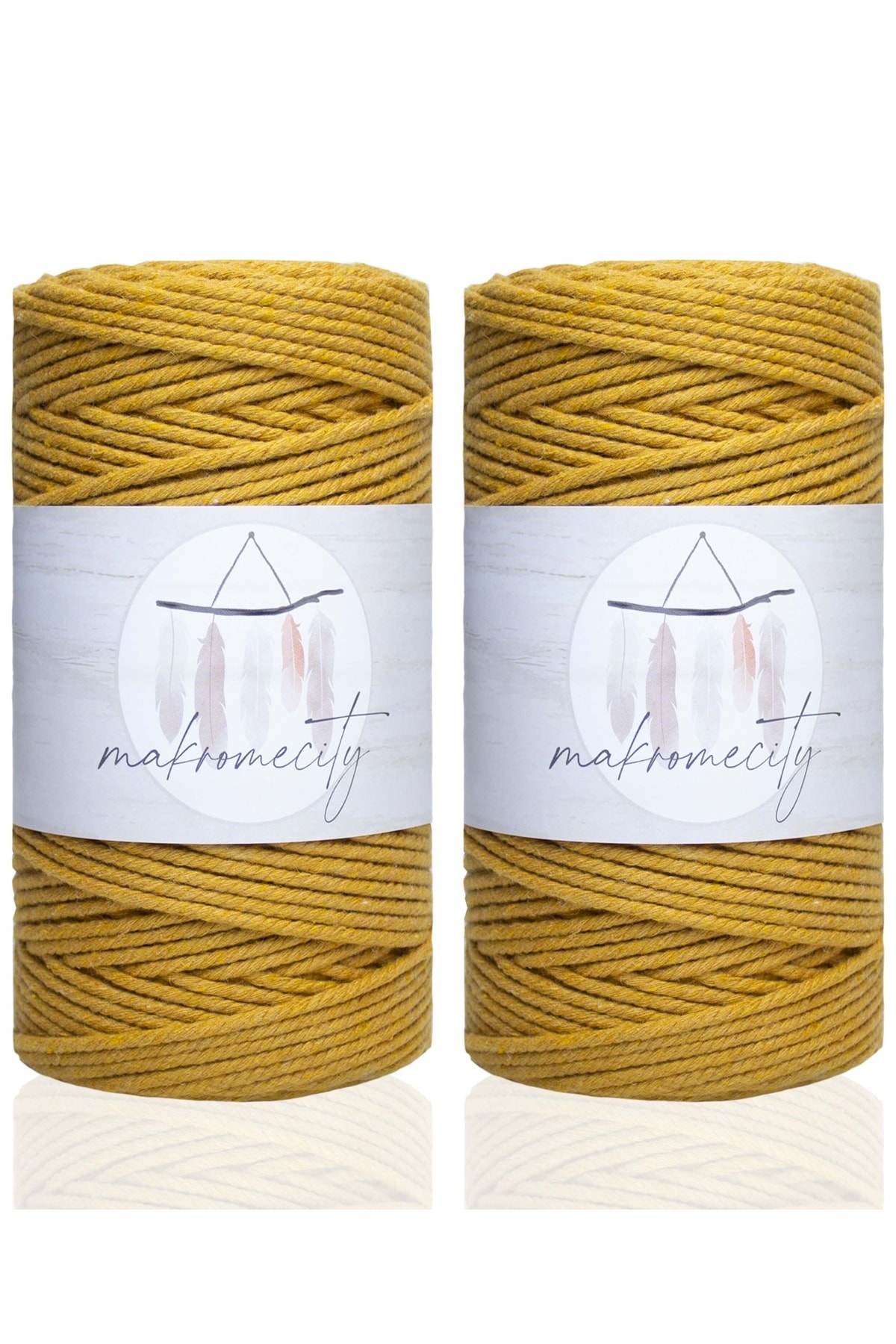 Premium 3 Twist Cotton Macrame Rope 3mm Three Twist Scanned Macrame Rope Rope 500 gr (2X250 GR) Mustard