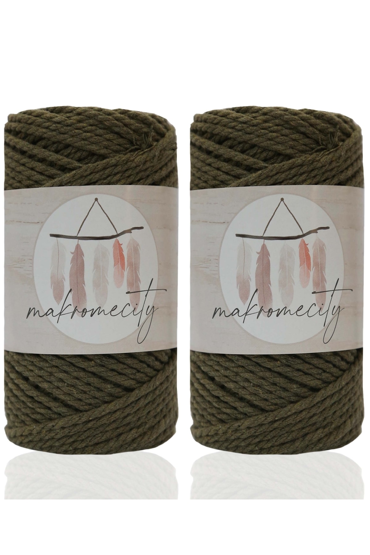 Premium 3 Twist Cotton Macrame Rope 3mm Three Twist Scanned Macrame Rope Rope 500gr (2X250GRAM) Khaki