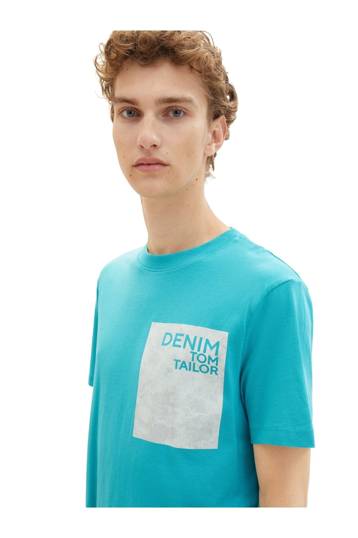 Tom Tailor Denim T-Shirt - Blue - Regular fit - Trendyol