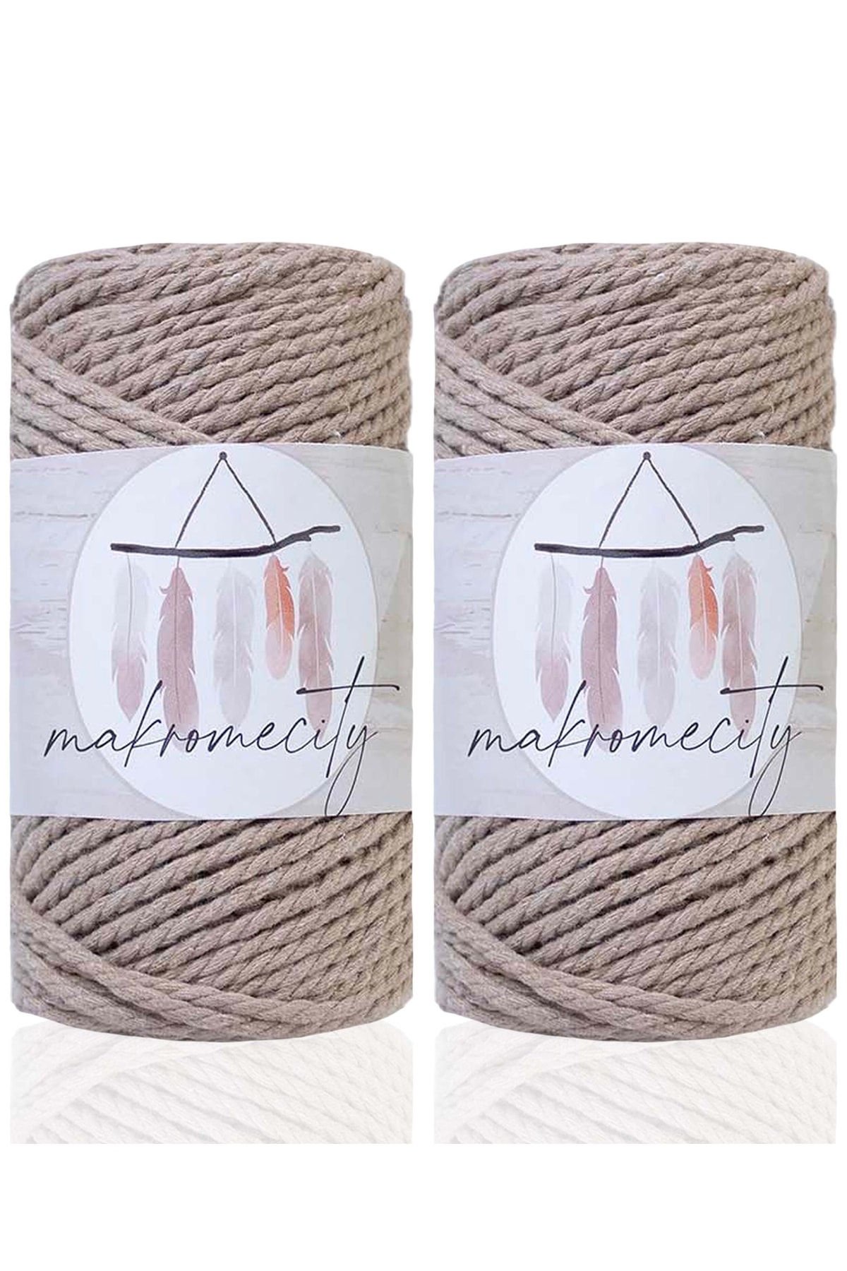 Premium 3 Twist Cotton Macrame Rope 3mm Three Twist Scanned Macrame Rope Rope 500gr (2X250GRAM) Coffee with milk